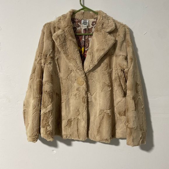 Ivy Jane Faux Fur Green Swing Coat Size M  Women Lined Made in USA (🪝B-3) - Picture 1 of 7